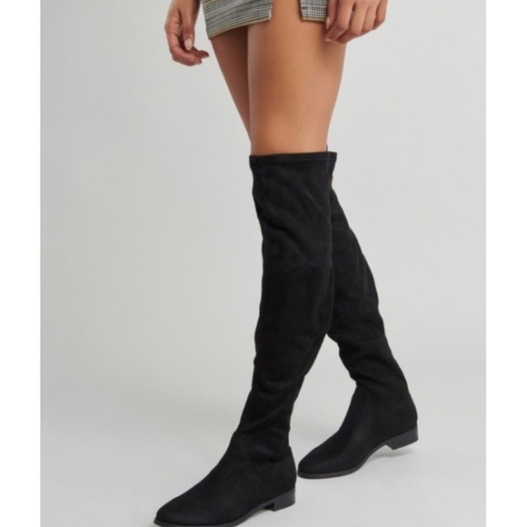 Over the Knee Boots‎ Black Suede Thigh High Boots Pull On Size 8 - Picture 1 of 12